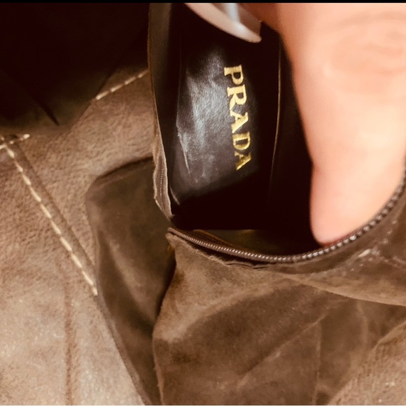 PRADA Ladies Knee High Brown Suede, High Heeled, Side Zip Up Boots Like New! - Picture 3 of 11